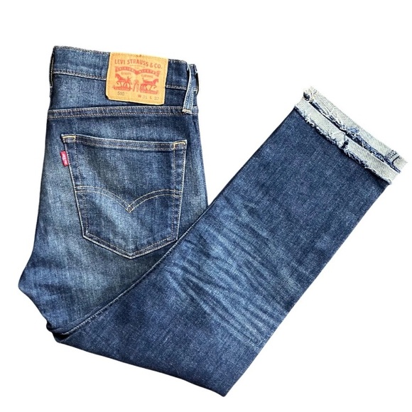 Other - Levi’s 510 Skinny Jeans W31 Tag Actual 32x24.5 Cropped Dark Wash Rolled Hem